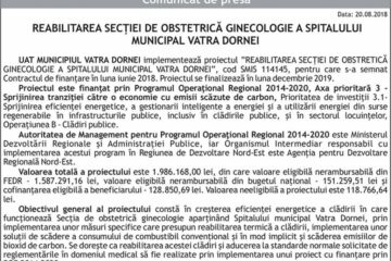 REABILITAREA SECȚIEI DE OBSTRETICĂ GINECOLOGIE A SPITALULUI MUNICIPAL VATRA DORNEI