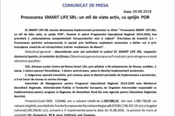 Provocarea SMART LIFE SRL: un stil de viata activ, cu sprijin POR