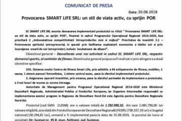 Provocarea SMART LIFE SRL: un stil de viata activ, cu sprijin POR