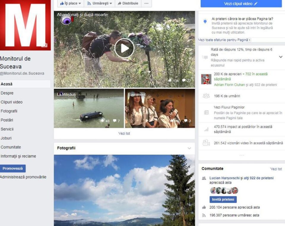 Pagina Monitorul de Suceava are peste 200.000 de fani