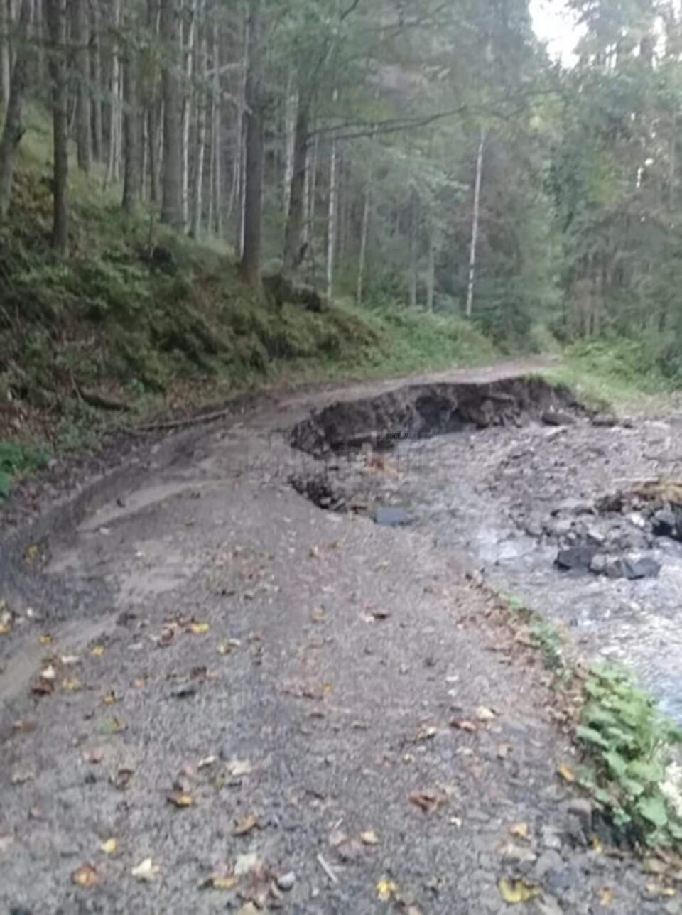 Drumul de acces a fost distrus de pârâul Cununschi