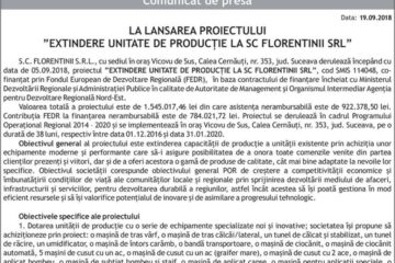 LA LANSAREA PROIECTULUI ”EXTINDERE UNITATE DE PRODUCȚIE LA SC FLORENTINII SRL”