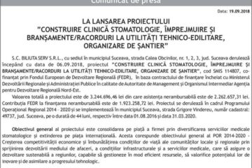 LA LANSAREA PROIECTULUI ”CONSTRUIRE CLINICĂ STOMATOLOGIE, ÎMPREJMUIRE ȘI BRANȘAMENTE/RACORDURI LA UTILITĂȚI TEHNICO-EDILITARE, ORGANIZARE DE ȘANTIER”
