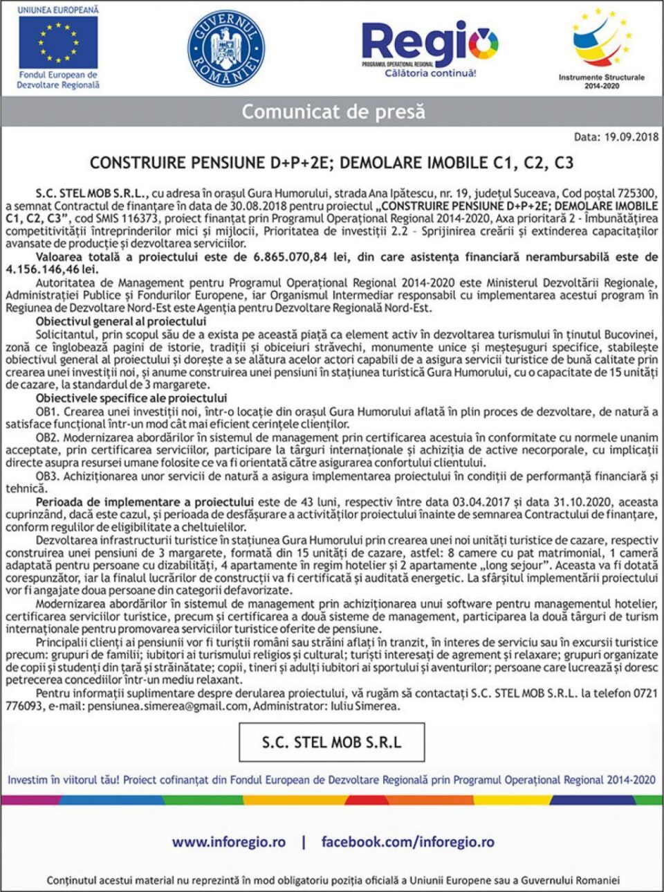 CONSTRUIRE PENSIUNE D+P+2E; DEMOLARE IMOBILE C1, C2, C3