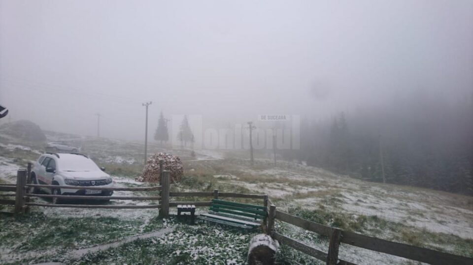 A căzut zăpada pe munte