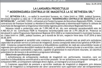 LA LANSAREA PROIECTULUI ” MODERNIZAREA CENTRULUI DE IMAGISTICĂ LA SC BETHESDA SRL”
