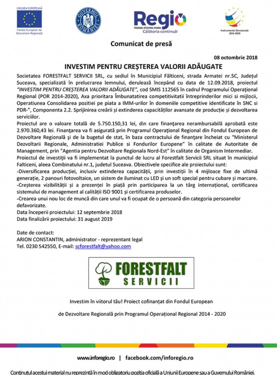 INVESTIM PENTRU CREȘTEREA VALORII ADĂUGATE