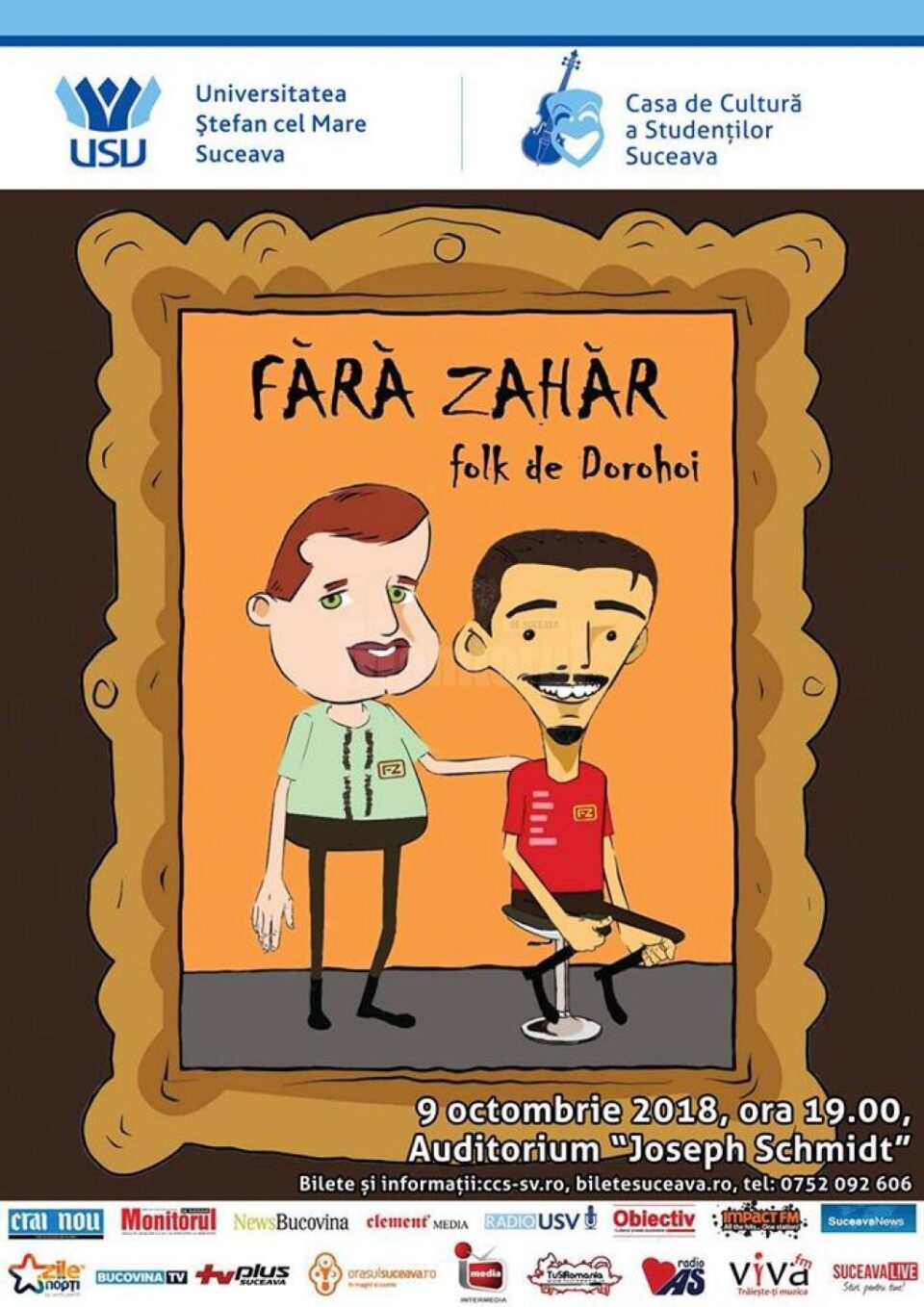 „Folk de Dorohoi”, cu Fără Zahăr, marți, pe scena Universității din Suceava