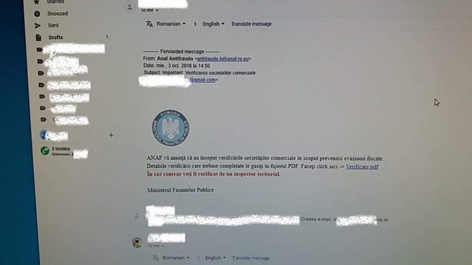E-mailurile false primite de unii contribuabili