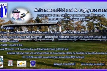 Sâmbătă se sărbătoresc 55 de ani de rugby, cu derby-ul dintre Suceava și Gura Humorului, dar și cu un meci de old-boys