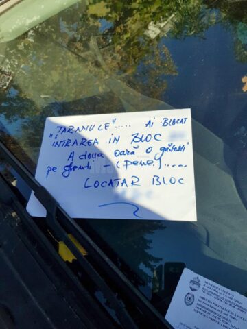 Mesajul locatarilor către proprietarul mașinii