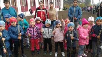 000 de puieți de arbuști decorativi, plantați la școlile din Preutești, de elevi și oameni din comunitate