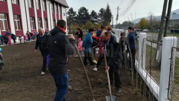 000 de puieți de arbuști decorativi, plantați la școlile din Preutești, de elevi și oameni din comunitate