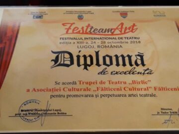 Trupa „Birlic” din Fălticeni s-a întors acasă cu Trofeul Festivalului Internațional de Teatru ”FestTeamArt”
