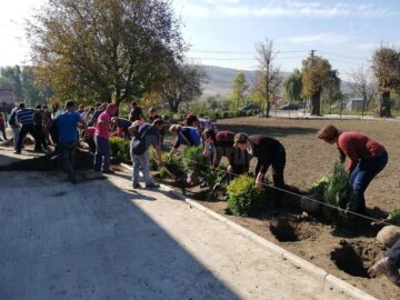 000 de puieți de arbuști decorativi, plantați la școlile din Preutești, de elevi și oameni din comunitate