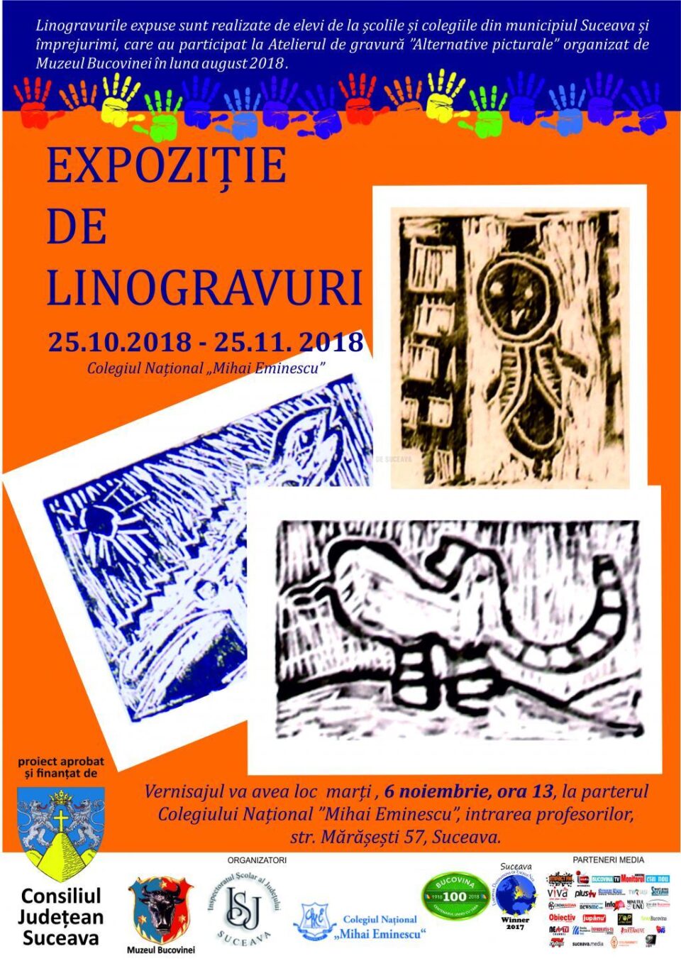 Vernisajul Expoziției de gravură, cu lucrări realizate de copii, la Colegiul Național ”Mihai Eminescu”
