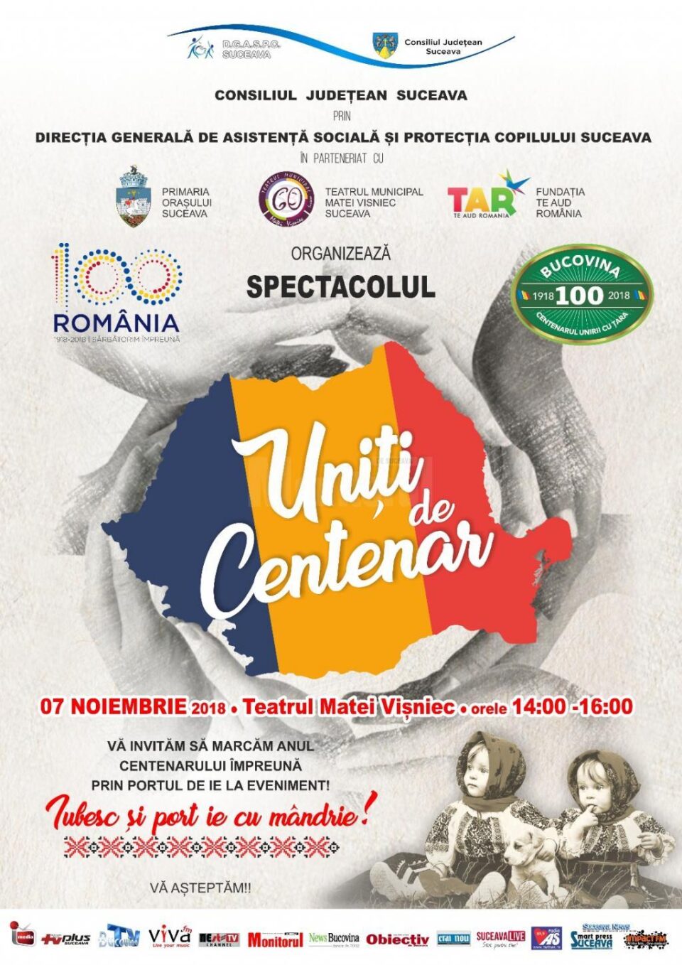 Spectacolul "Uniți de Centenar", la Teatrul "Matei Vișniec" Suceava
