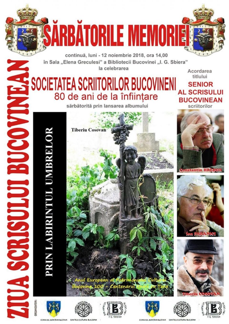 Trei scriitori vor primi luni, la Biblioteca Bucovinei, titlul de „Senior al Scrisului Bucovinean” Trei scriitori vor primi luni, la Biblioteca Bucovinei, titlul de „Senior al Scrisului Bucovinean”