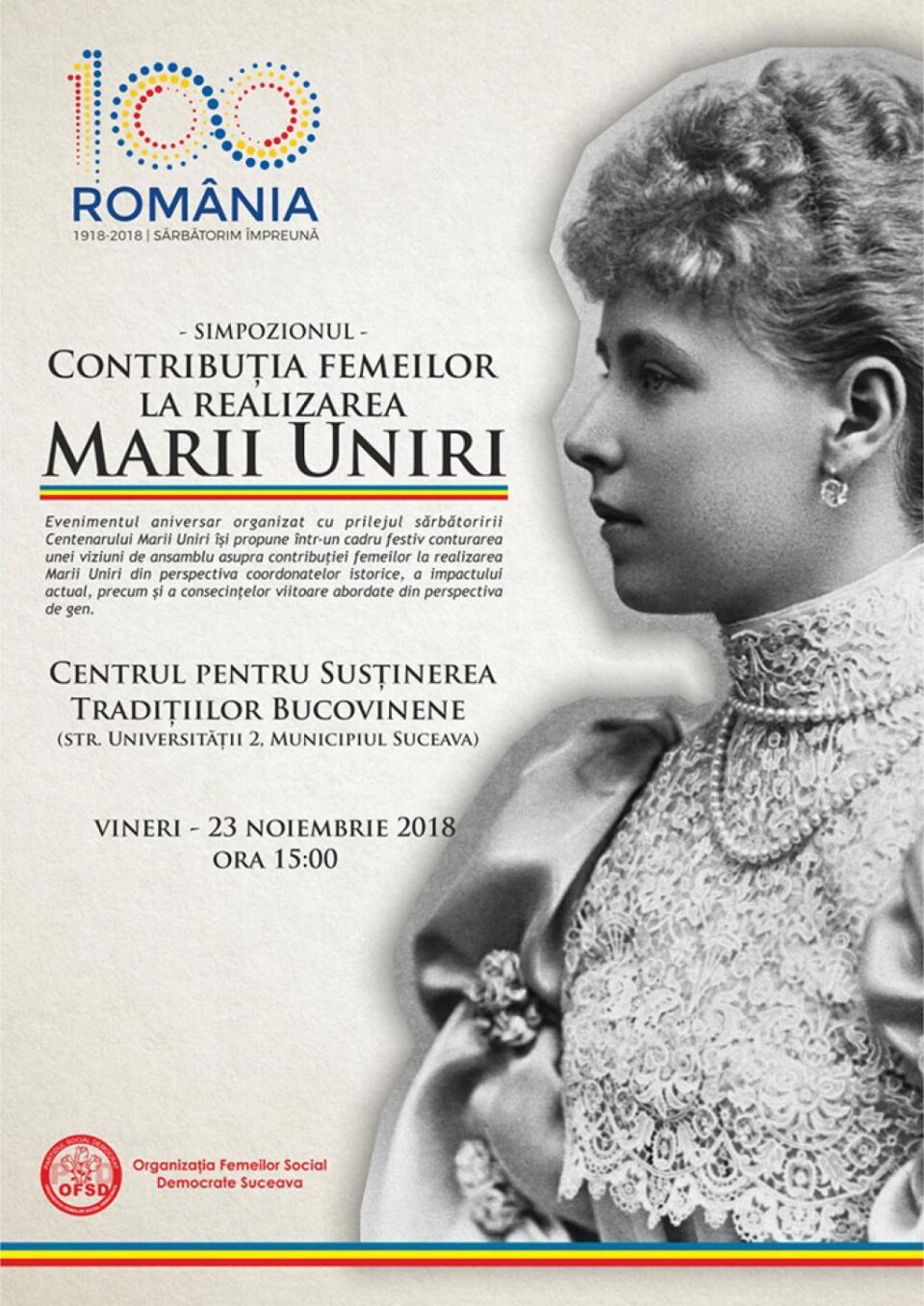 Femeile social-democrate organizează simpozion aniversar „Contribuția femeilor la realizarea Marii Uniri” Femeile social-democrate organizează simpozion aniversar „Contribuția femeilor la realizarea Marii Uniri”