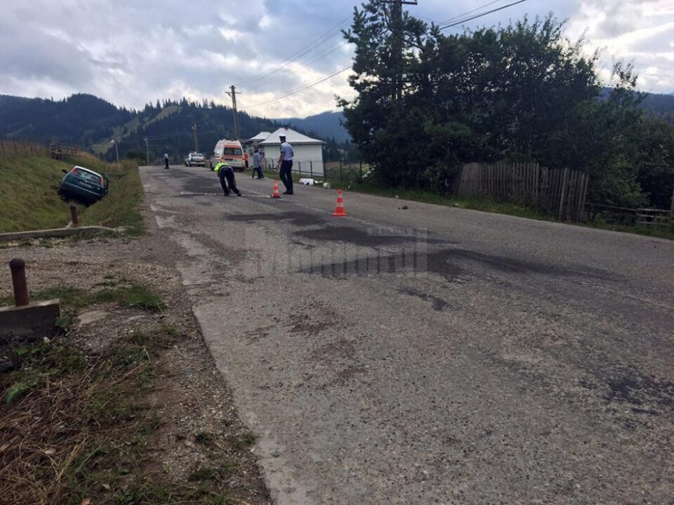 Mașina le-a lovit violent pe cele două, după care a ieșit în decor, prin stânga