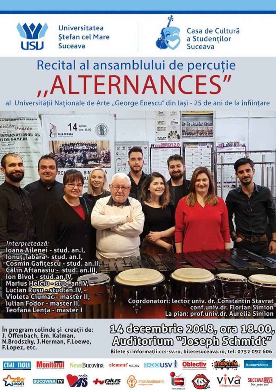 Ansamblul de percuție „Alternances”, în recital la USV, vineri