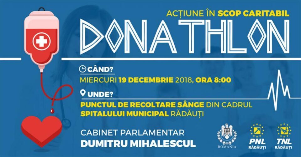 Deputatul Dumitru Mihalescul și liberalii rădăuțeni lansează campania caritabilă „Donathlon” Deputatul Dumitru Mihalescul și liberalii rădăuțeni lansează campania caritabilă „Donathlon”