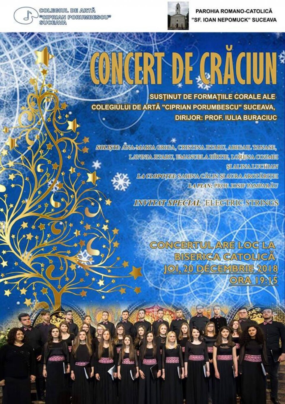 Concert de Crăciun al formațiilor corale de la Colegiul de Artă Suceava