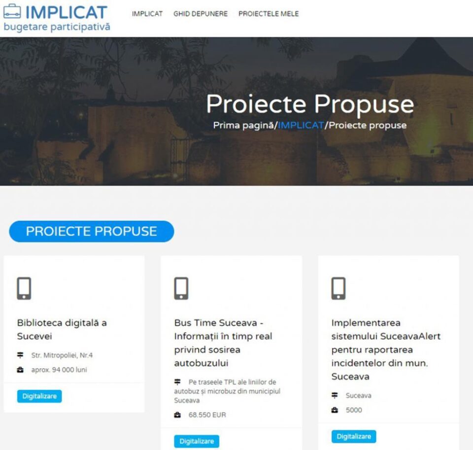 Propuneri trimise de suceveni pentru bugetul participativ