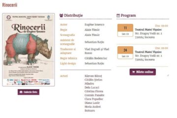 Bilete online pentru spectacolele Teatrului Municipal „Matei Vișniec”