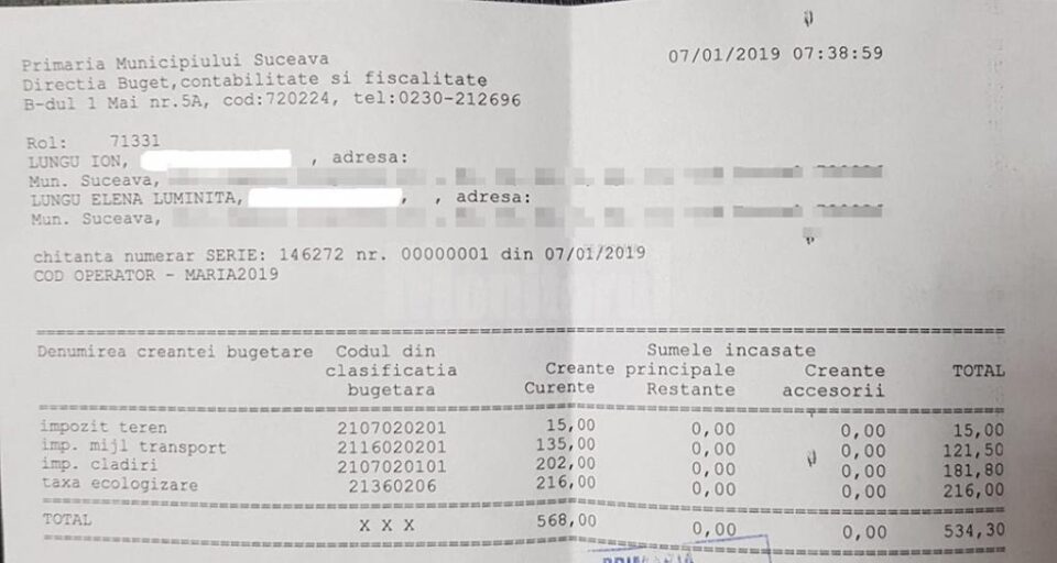 Încasarea taxelor și impozitelor locale a început de luni, în Suceava