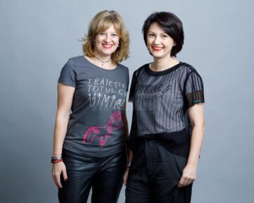 Oana Gheorghiu și fălticeneanca Carmen Uscatu, care prin Asociația “Dăruiește Viață” strâng din donații și sponsorizări banii necesari construirii primului spital de oncologie și radioterapie pediatrică din România