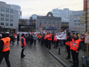 Transportatorii de mărfuri din Suceava au protestat ieri în fața Parlamentului European