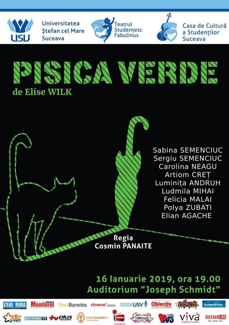 „Pisica verde”, spectacol gratuit, la USV