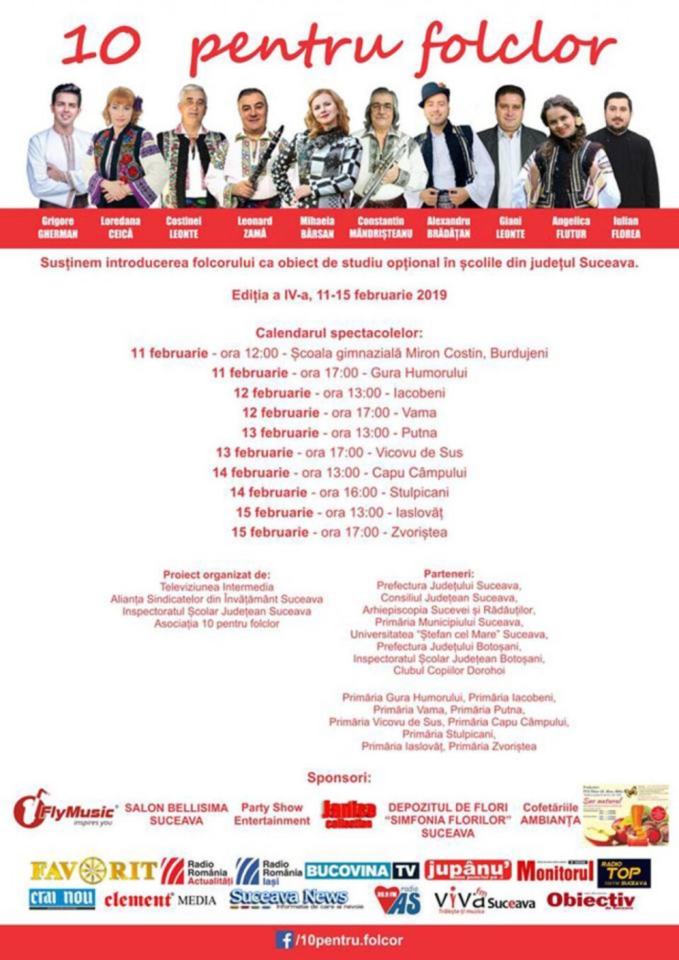 Proiectul „10 pentru folclor”, ediția a IV-a, debutează luni, 11 februarie, la ora 12:00, la Școala Gimnazială „Miron Costin” din municipiul Suceava