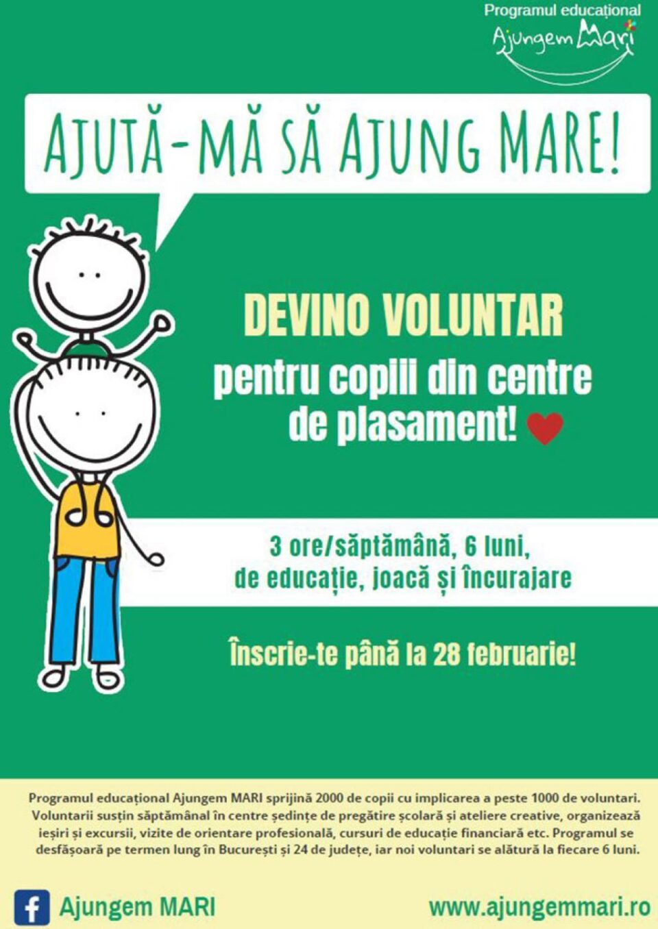 Apel la voluntariat pentru educația copiilor din centrele de plasament din județ
