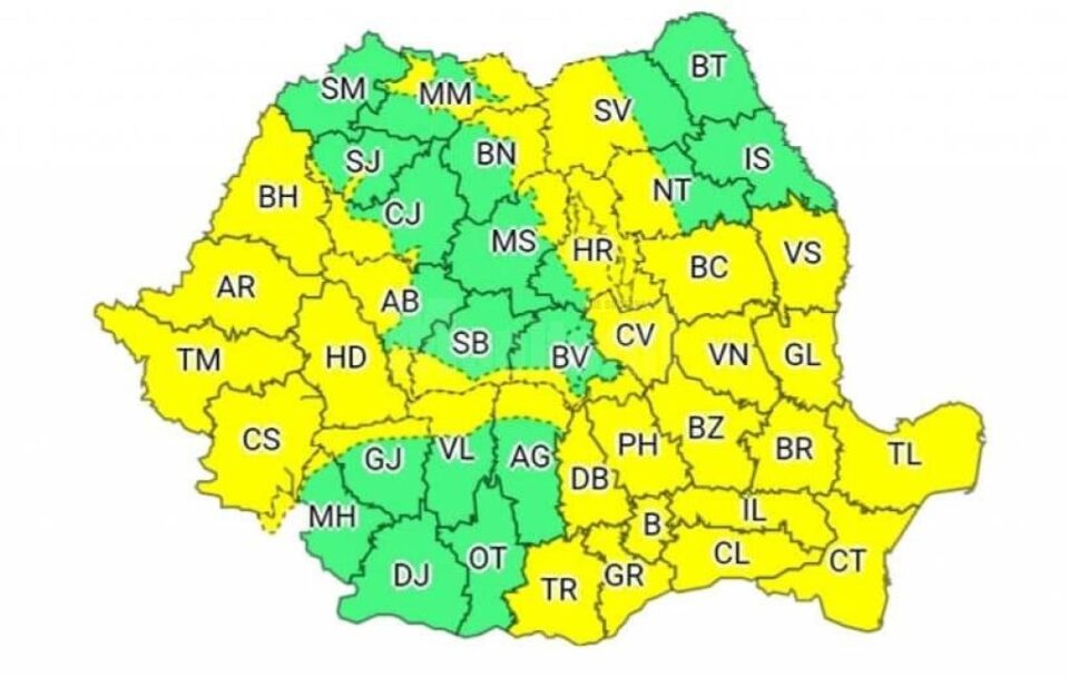 Informare meteorologică de Cod Galben