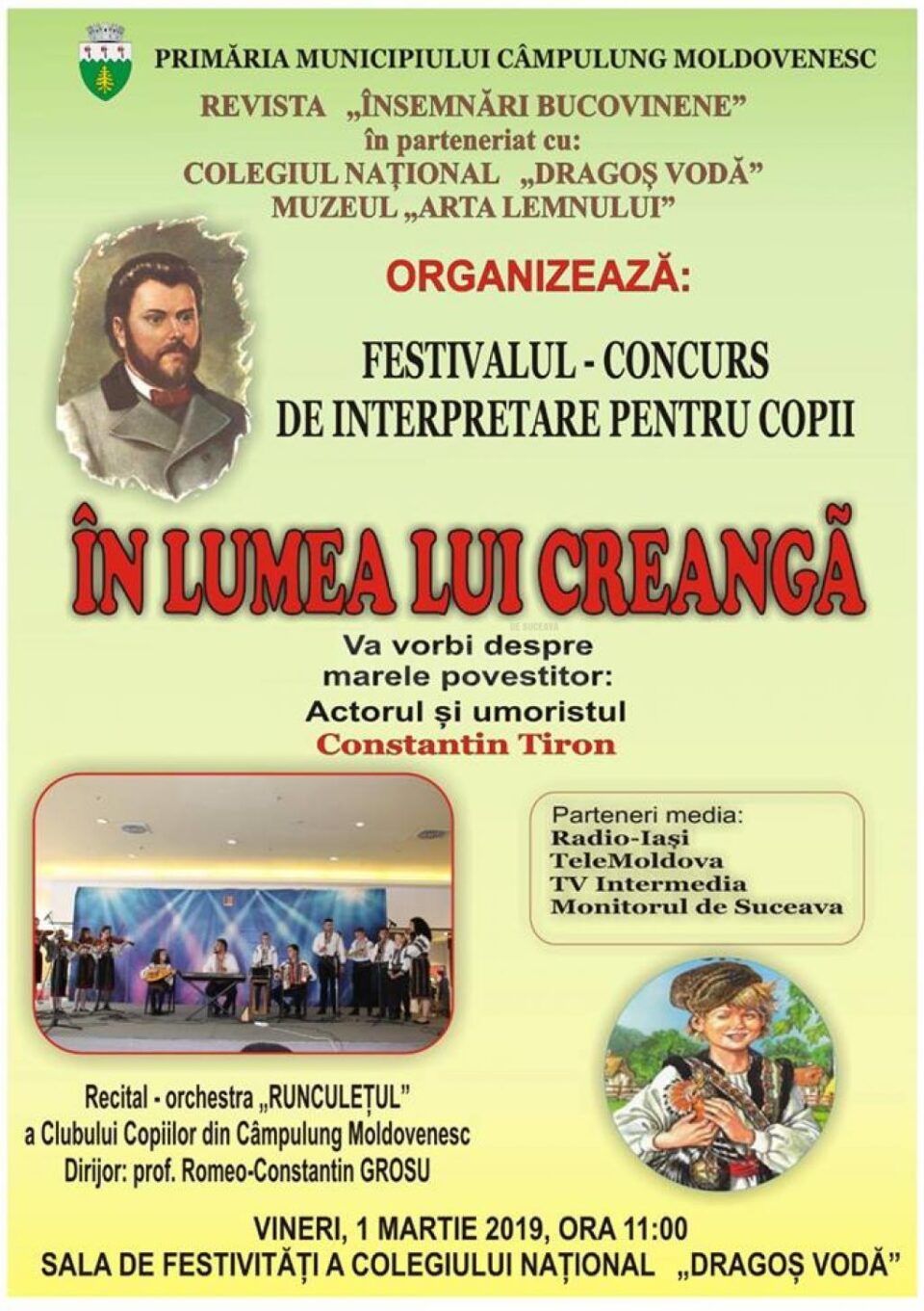 Festivalul-concurs de interpretare pentru copii „În lumea lui Creangă”, la Câmpulung Moldovenesc Festivalul-concurs de interpretare pentru copii „În lumea lui Creangă”, la Câmpulung Moldovenesc