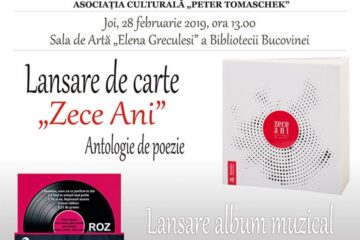 Lansarea de carte „Zece ani” - Antologie de poezie și lansarea albumului muzical „Roz”, la Biblioteca Bucovinei „I.G. Sbiera”