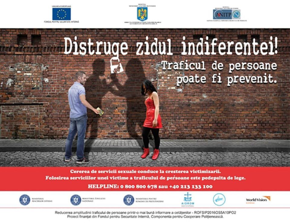 „Distruge zidul indiferenței!”, campanie națională de prevenire a traficului de persoane în scopul exploatării sexuale