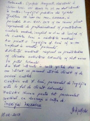 Secția de Îngrijiri paliative, prima din Spitalul de Urgență Suceava în care toți salariații sunt premiați pentru profesionalism