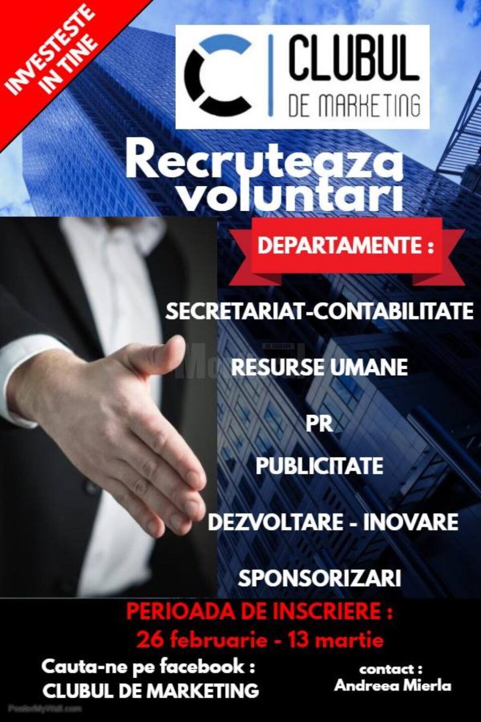 Organizația studențească “Clubul de Marketing" recrutează voluntari