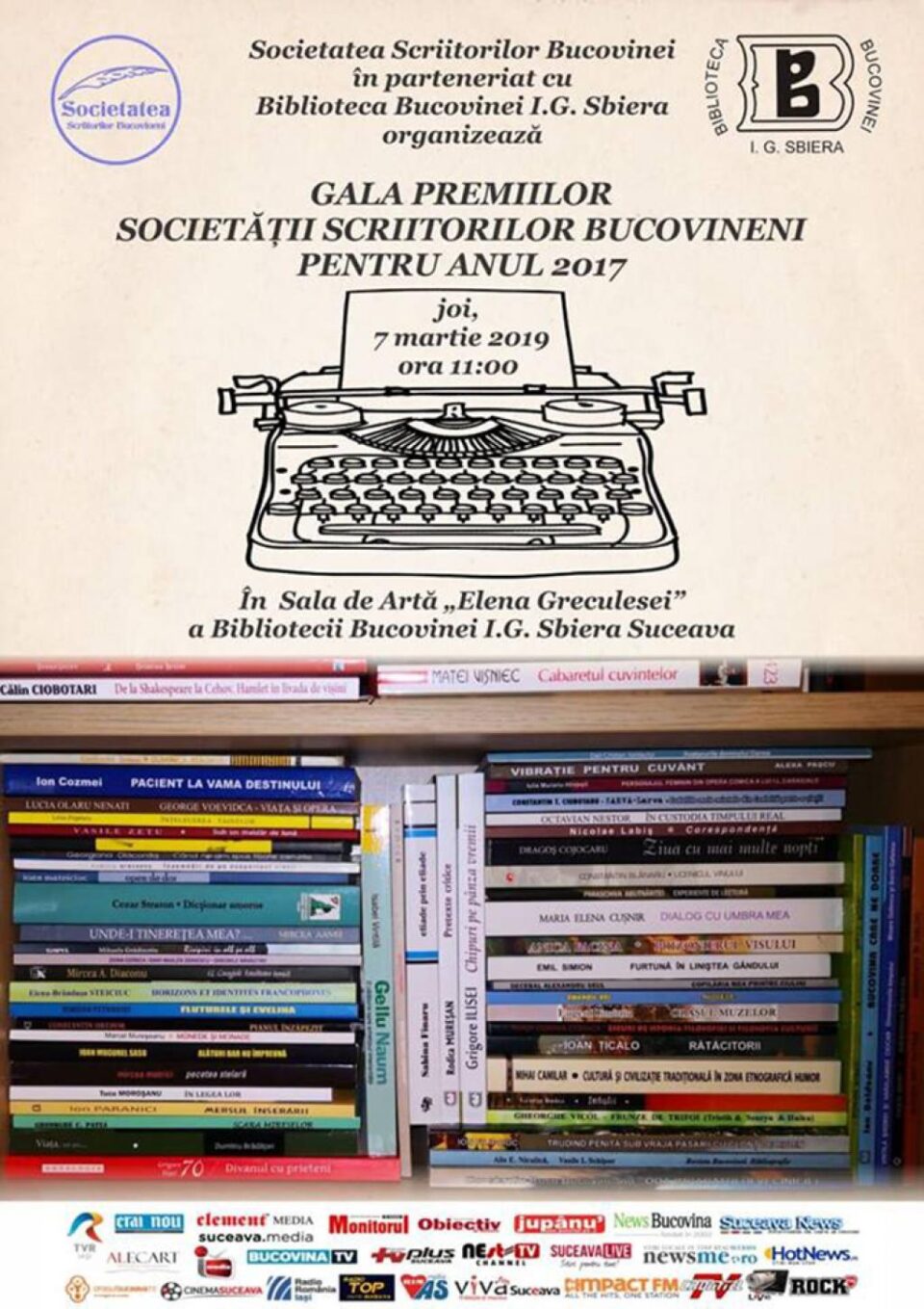 Gala Premiilor Societății Scriitorilor Bucovineni, joi, la Biblioteca Bucovinei