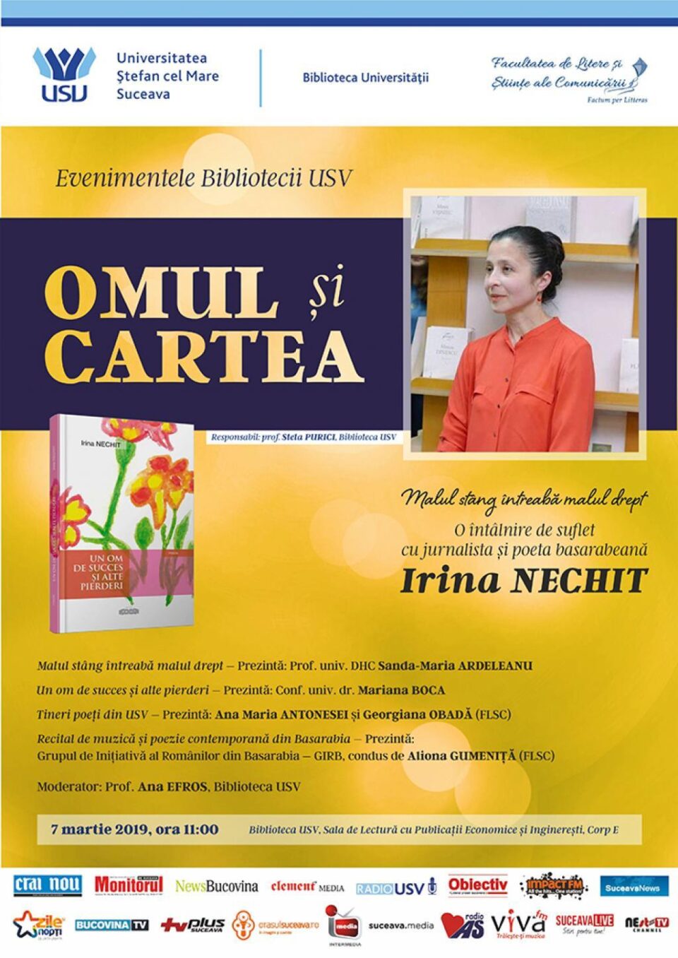 Întâlnire cu scriitoarea și jurnalista din Basarabia Irina Nechit, la Universitatea din Suceava Întâlnire cu scriitoarea și jurnalista din Basarabia Irina Nechit, la Universitatea din Suceava