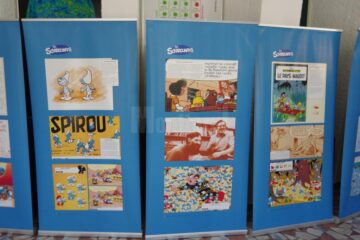 Expoziția interactivă „Povestea Ștrumfilor”, deschisă, ieri, la Observator, de diplomatul belgian Eric Poppe