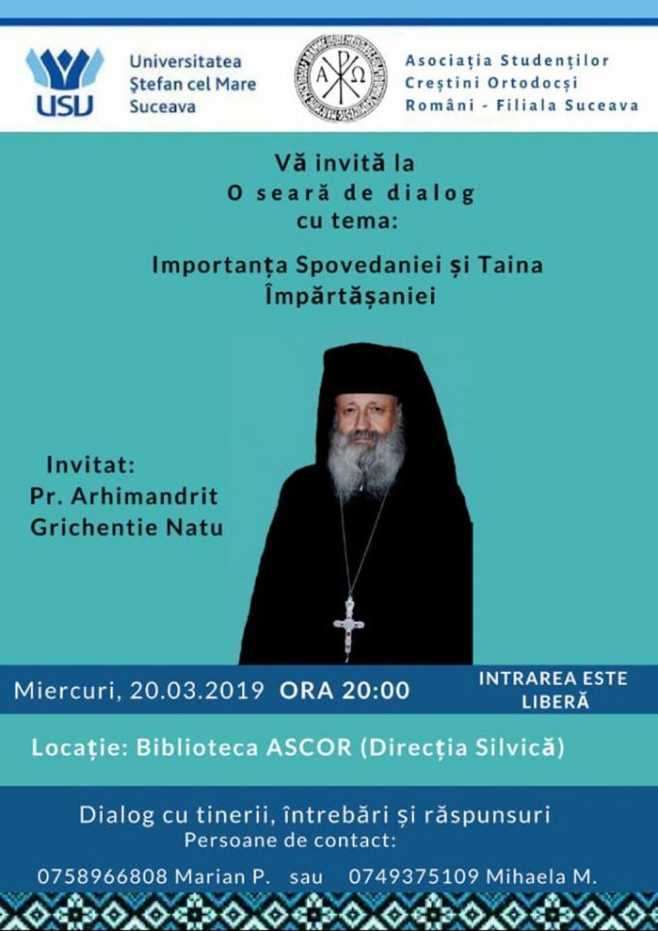 Seară de dialog cu Părintele Arhimandrit Grichentie Natu