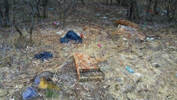 Paturi și canapele vechi se descompun acum în natură, printre sticle și doze metalice