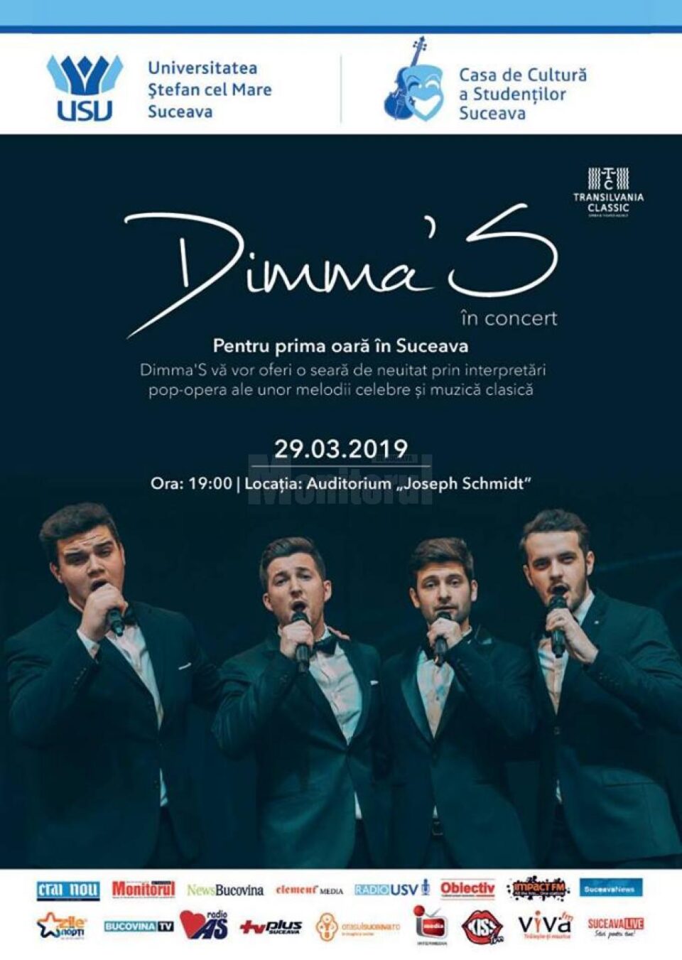 Grupul vocal de pop-opera Dimma’S, în concert la Suceava