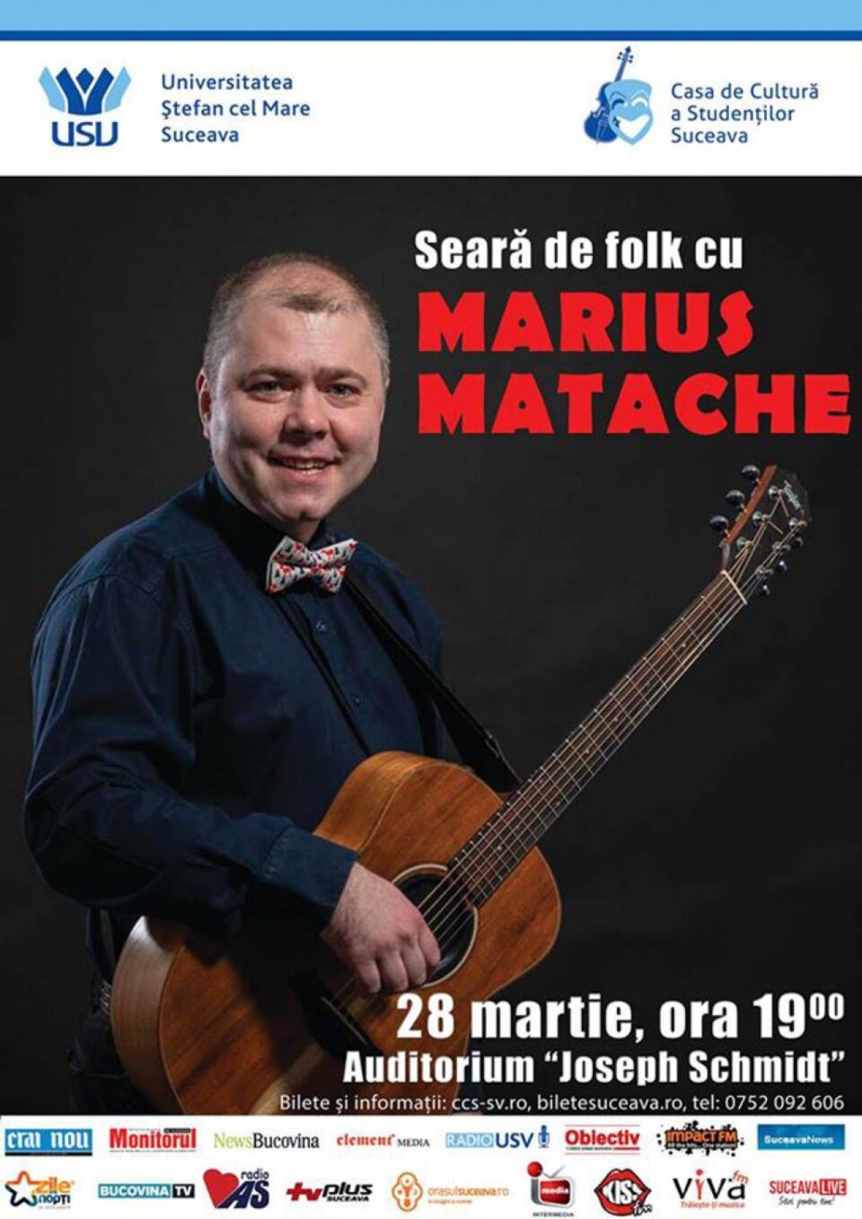 Seara de folk cu Marius Matache, la Universitate