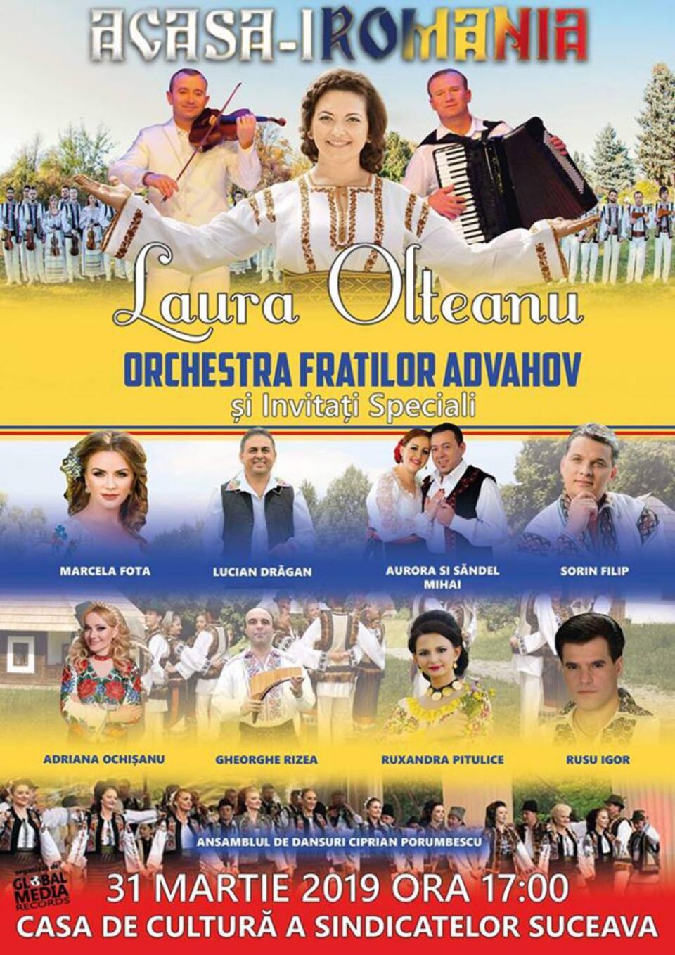 Laura Olteanu, Orchestra Fraților Advahov și invitați speciali, la Casa de Cultură a Sindicatelor Suceava