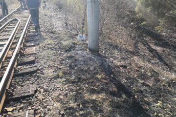 Focul s-a manifestat în imediata apropiere a căii ferate